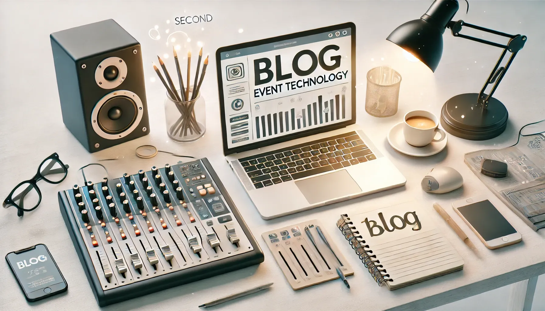 DALL·E 2024-08-30 17.30.19 - A second image for a blog about event technology, formatted in a 16_9 aspect ratio. The image should depict a creative workspace with elements related.webp